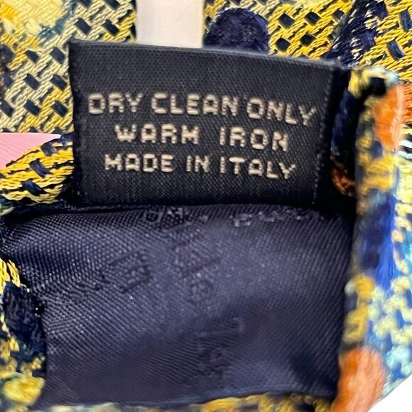 Ermenegildo Zegna Necktie Tie Mens Silk Gold with Circles Woven Made Italy 58" - Picture 5 of 9